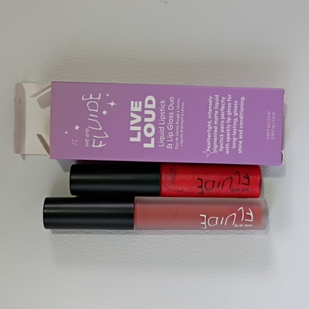 We AreFluide Live Loud Lipstick & Gloss Set - Bold Red and Soft Pink
